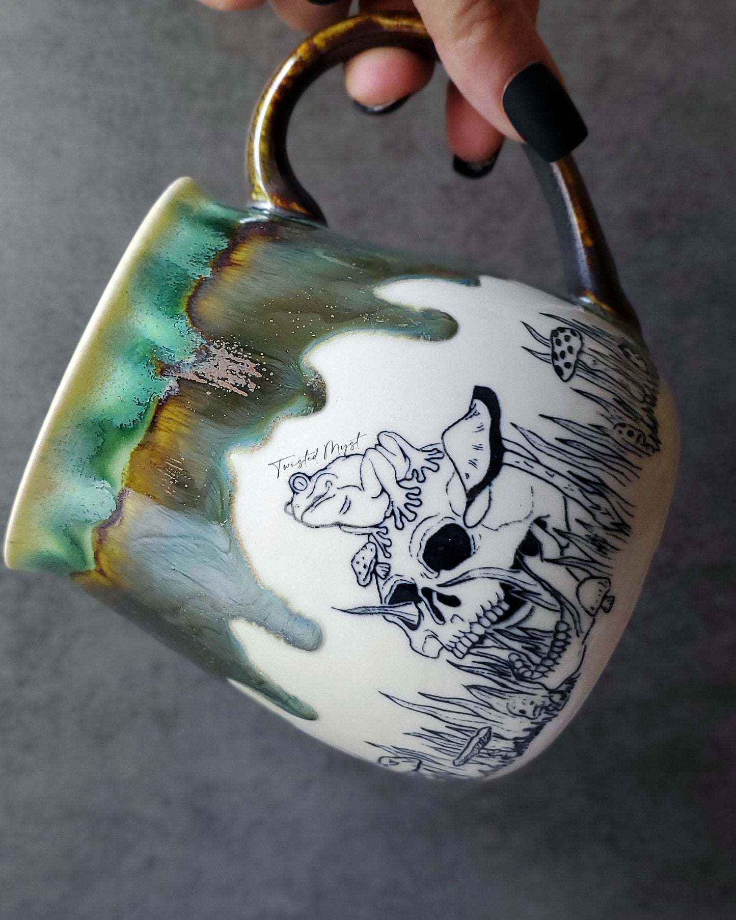 Snail Skull 'Snull' Mug in Bogwater Glaze