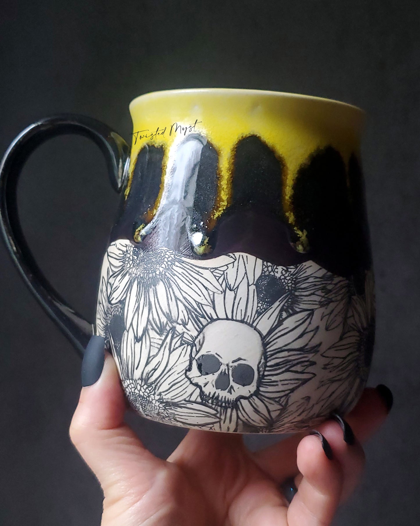 Blooming Bones Mug in Toxic Honey Glaze