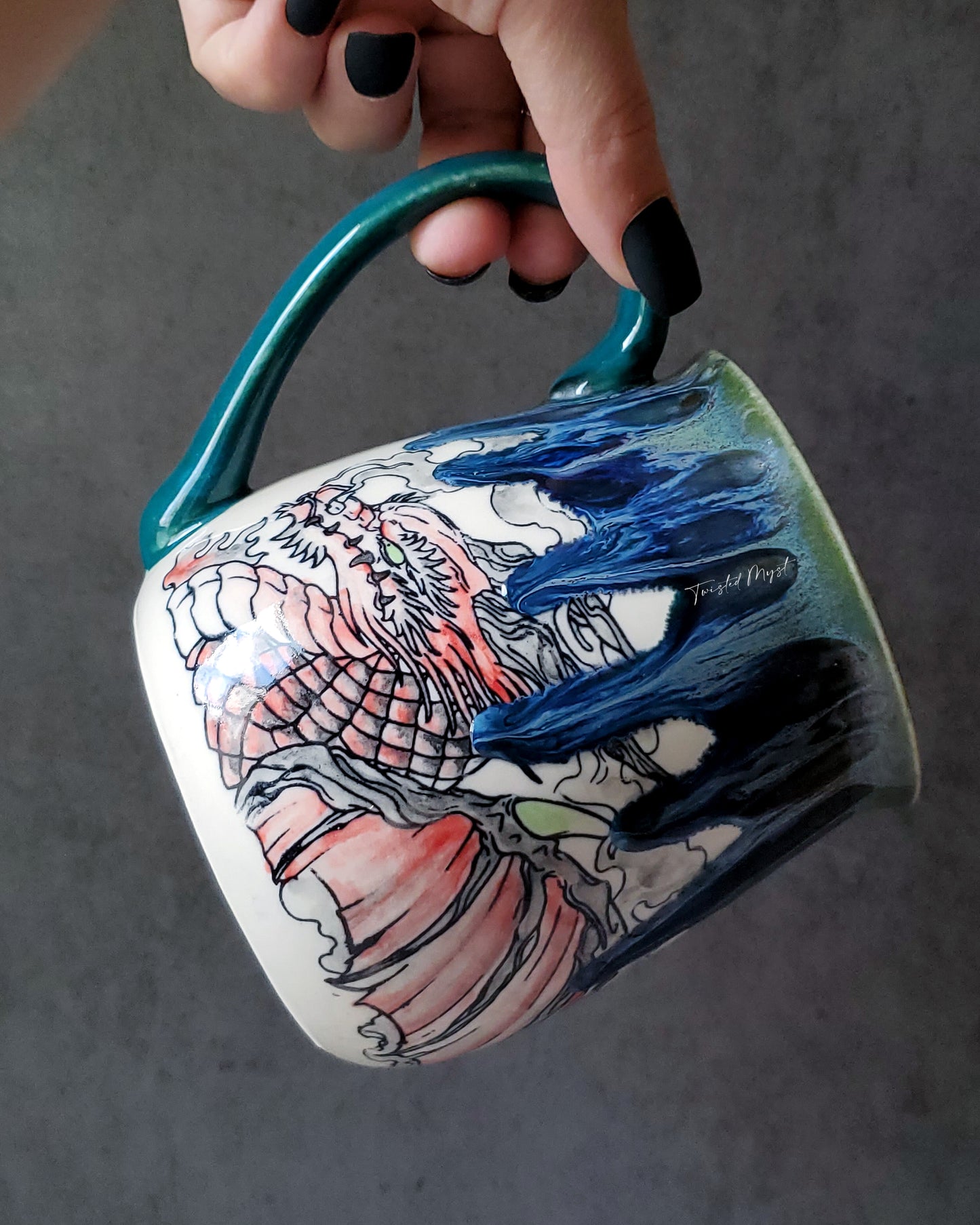 Dragon's Breath Mug in Saphire Fury Glaze