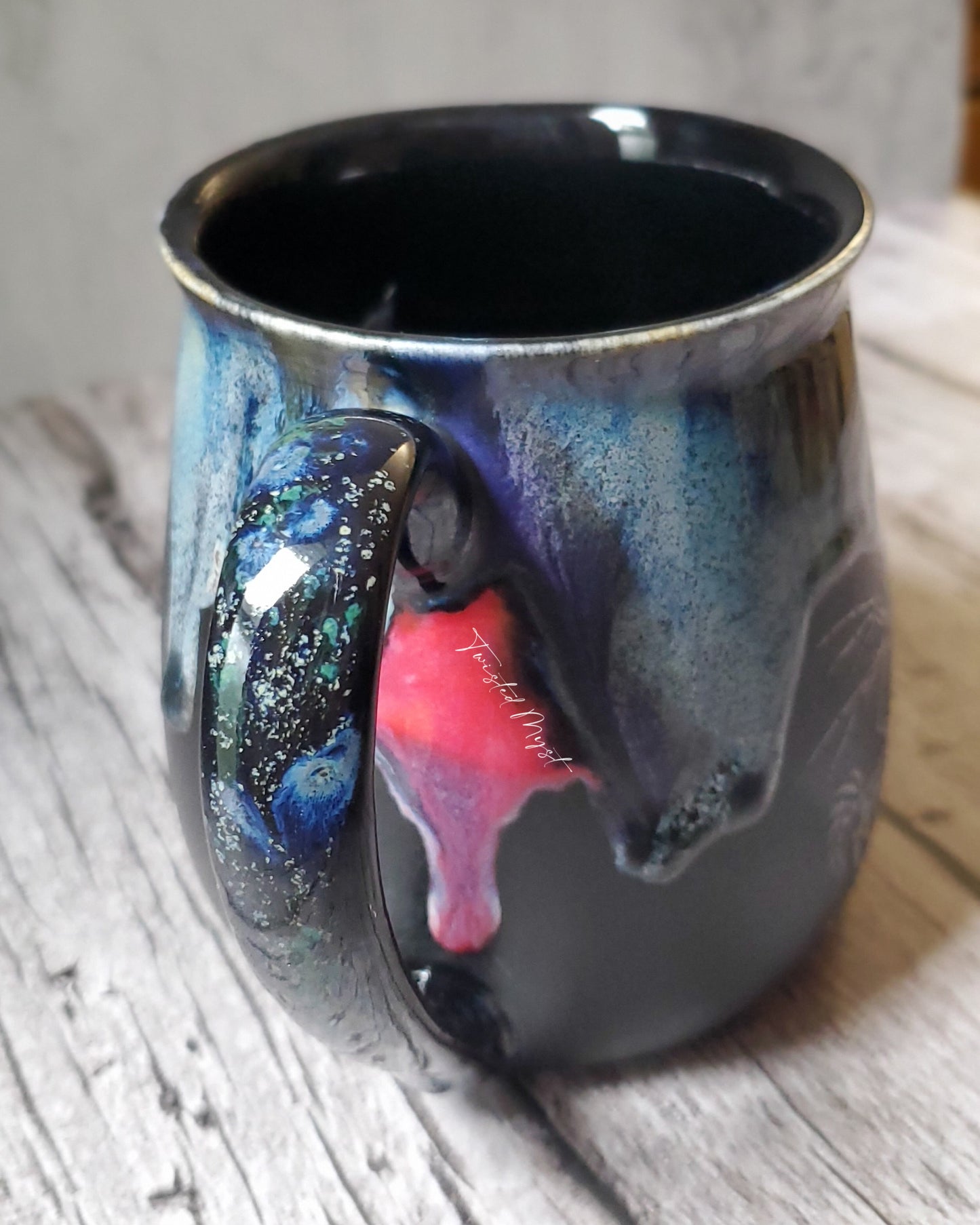 Unicorn Skelley Pottery Mug in Ultra Rainbow Goth Glaze