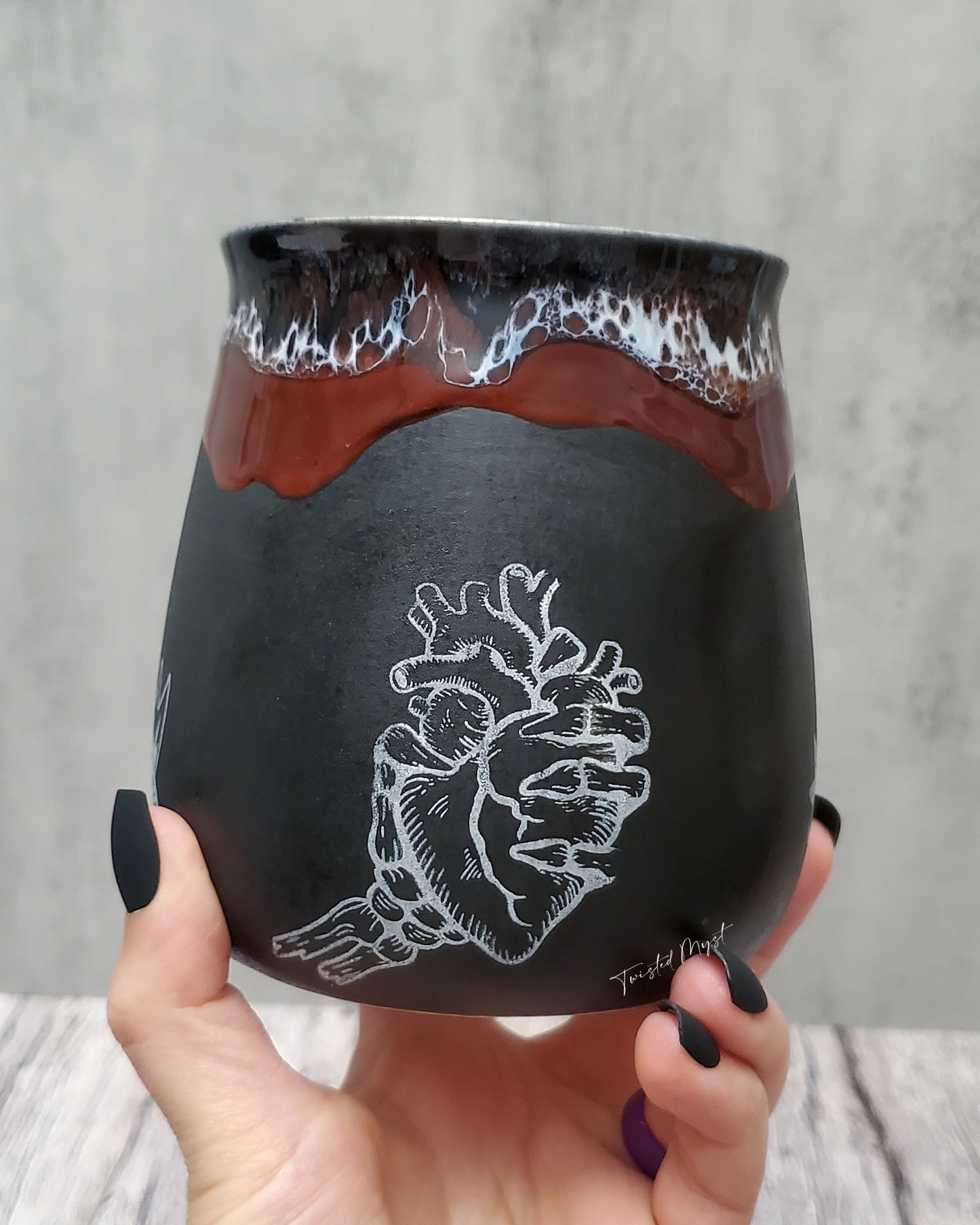 Memento Mori Soul Mug in Bloody Valentine Glaze