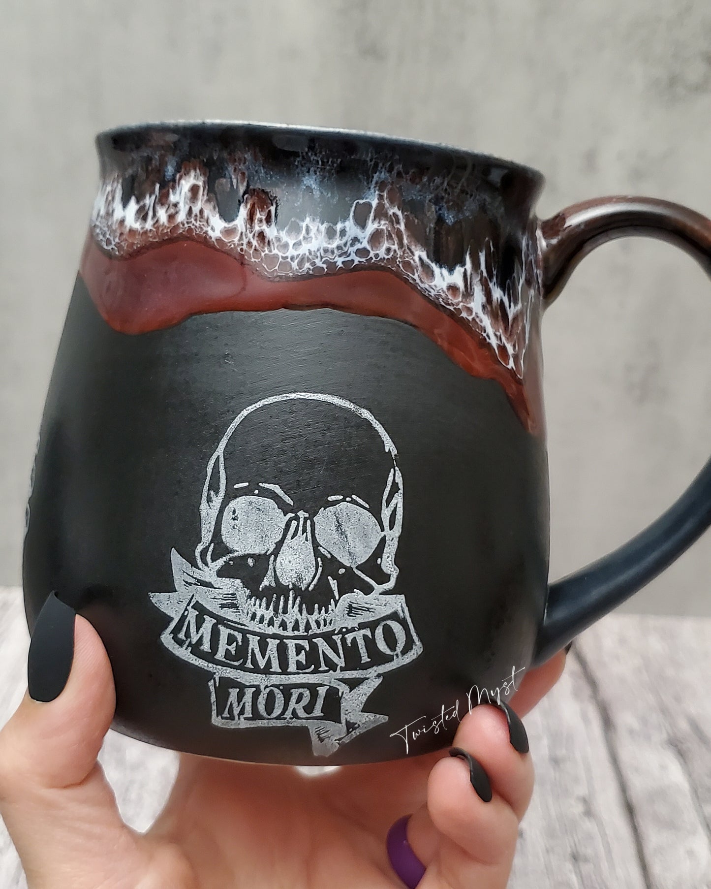 Memento Mori Soul Mug in Bloody Valentine Glaze