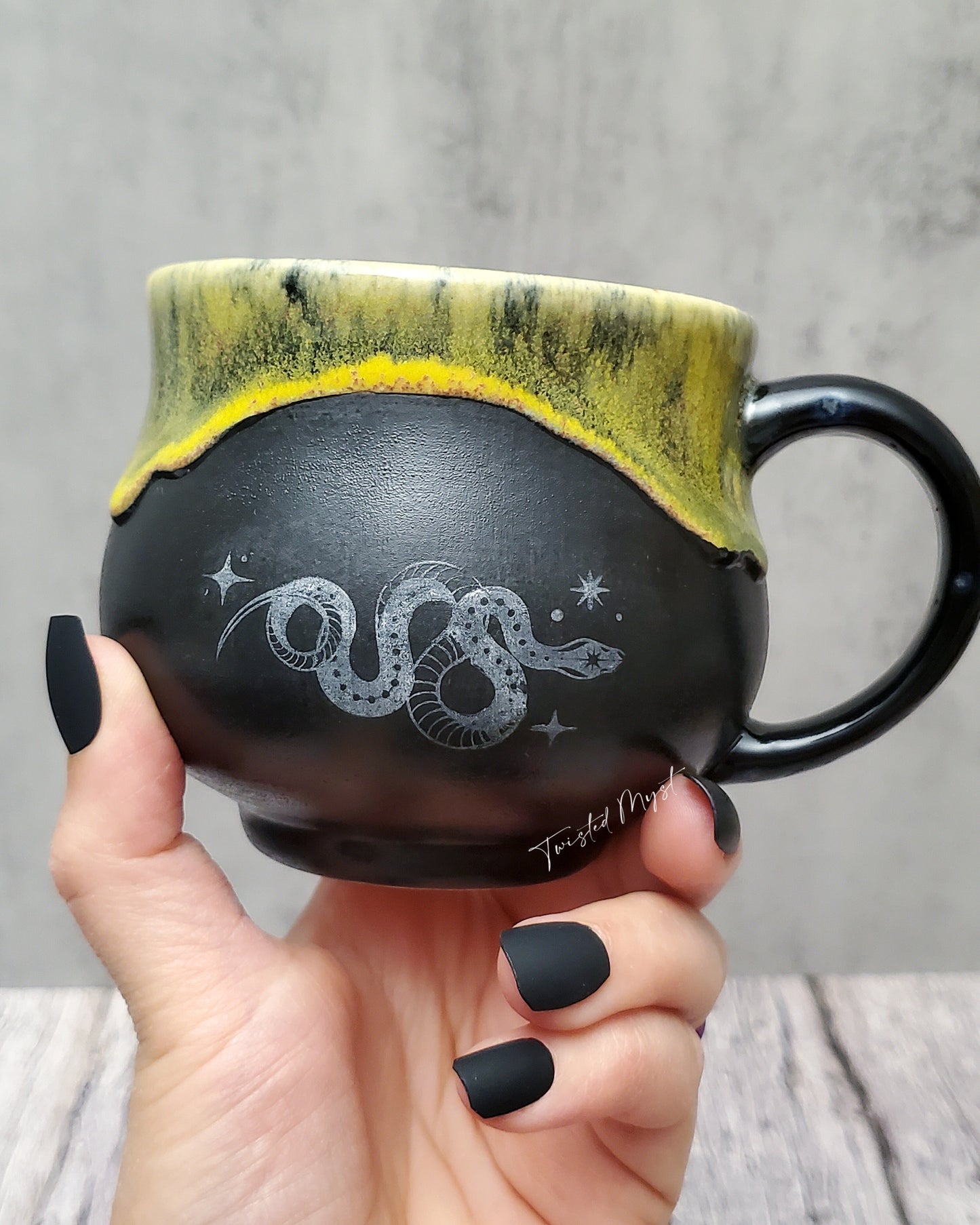 Skeletal Snake Mug in Dark Sun Glaze