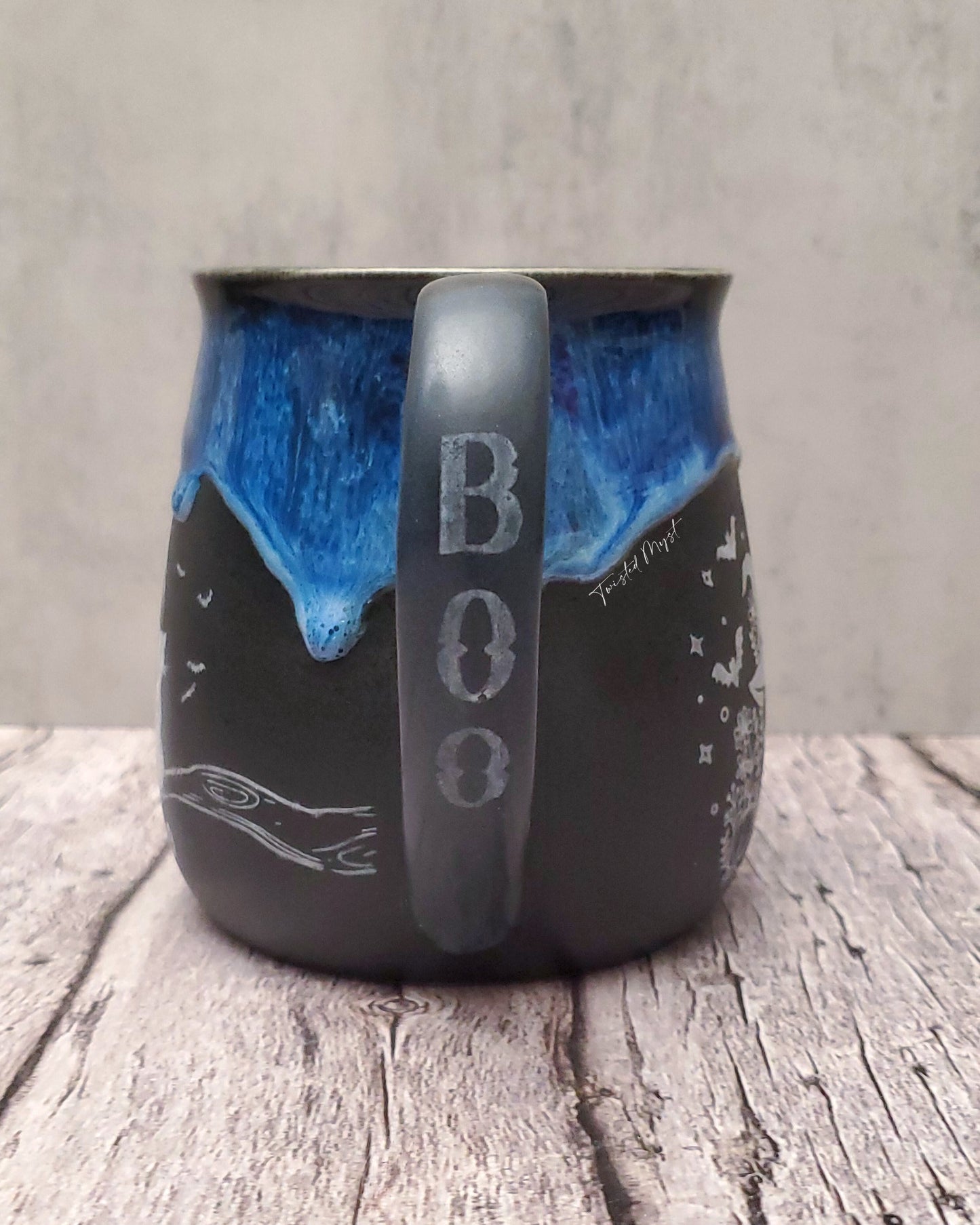 Kitty and a Boo Mug in Cerulean Spell Glaze