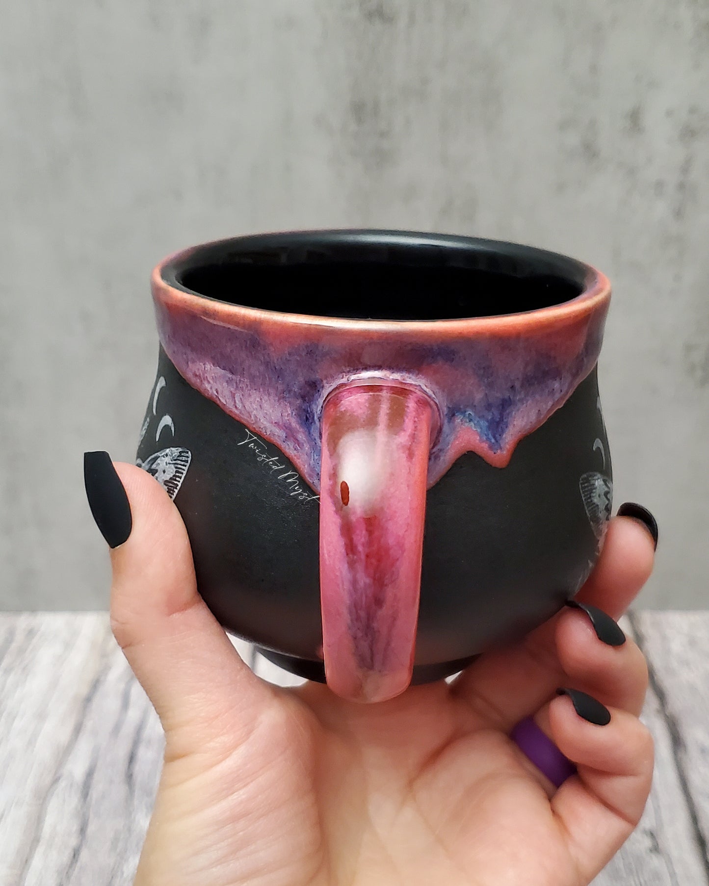 Mystical Moth Mug in Nightshade Extract Glaze