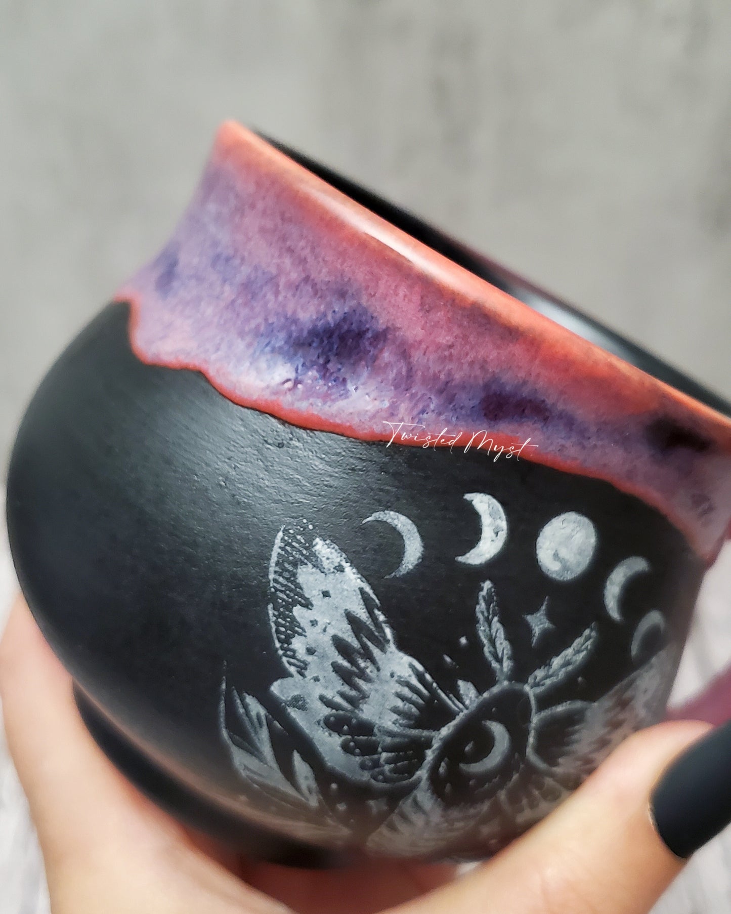 Mystical Moth Mug in Nightshade Extract Glaze