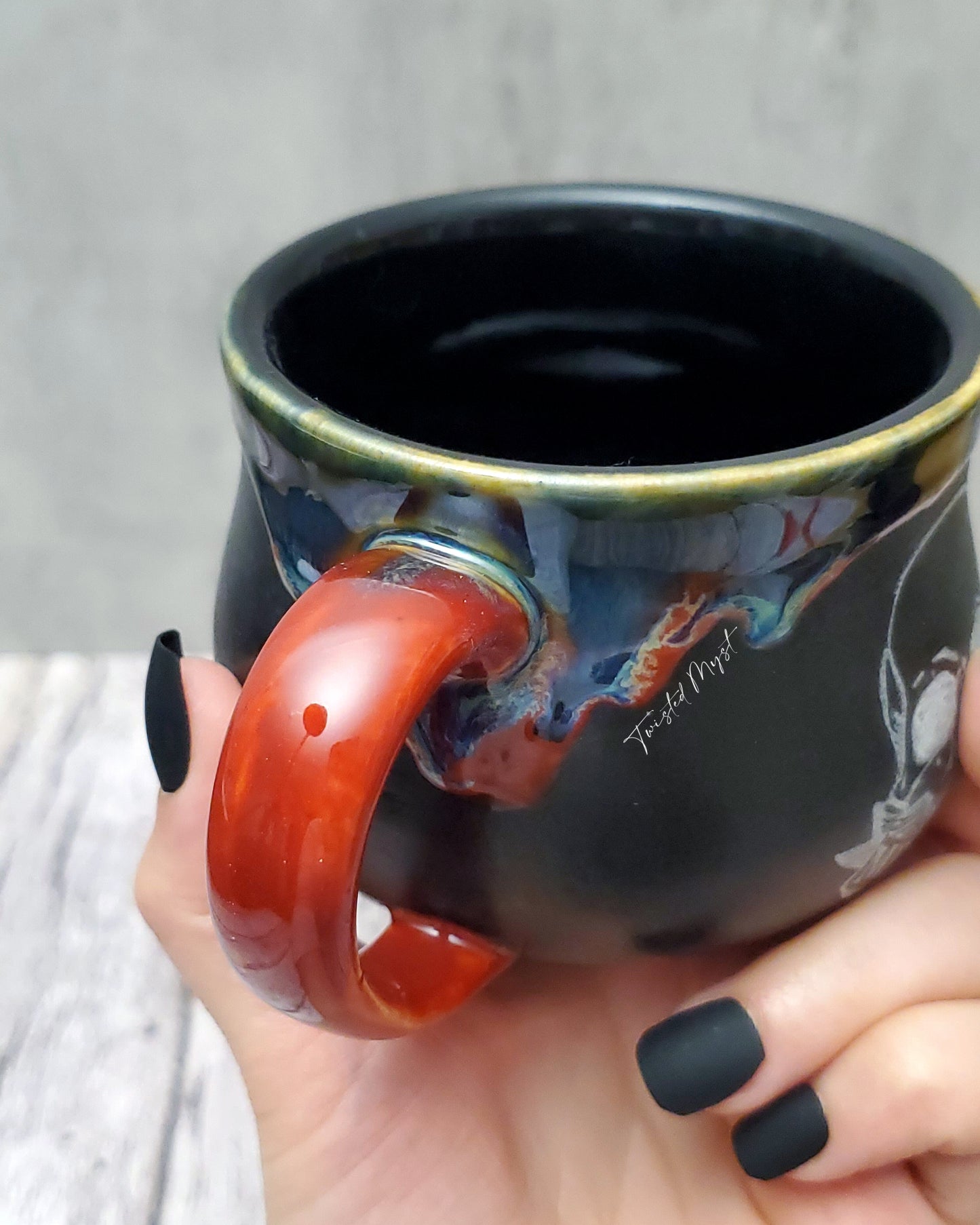 Memento Mori Mug in Toxic Blood Glaze