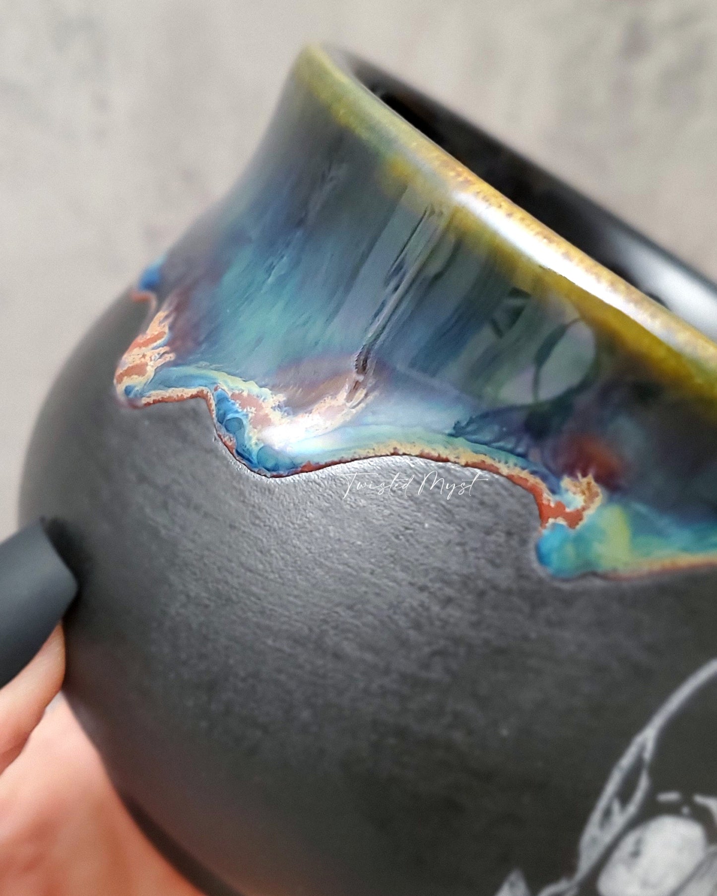 Memento Mori Mug in Toxic Blood Glaze