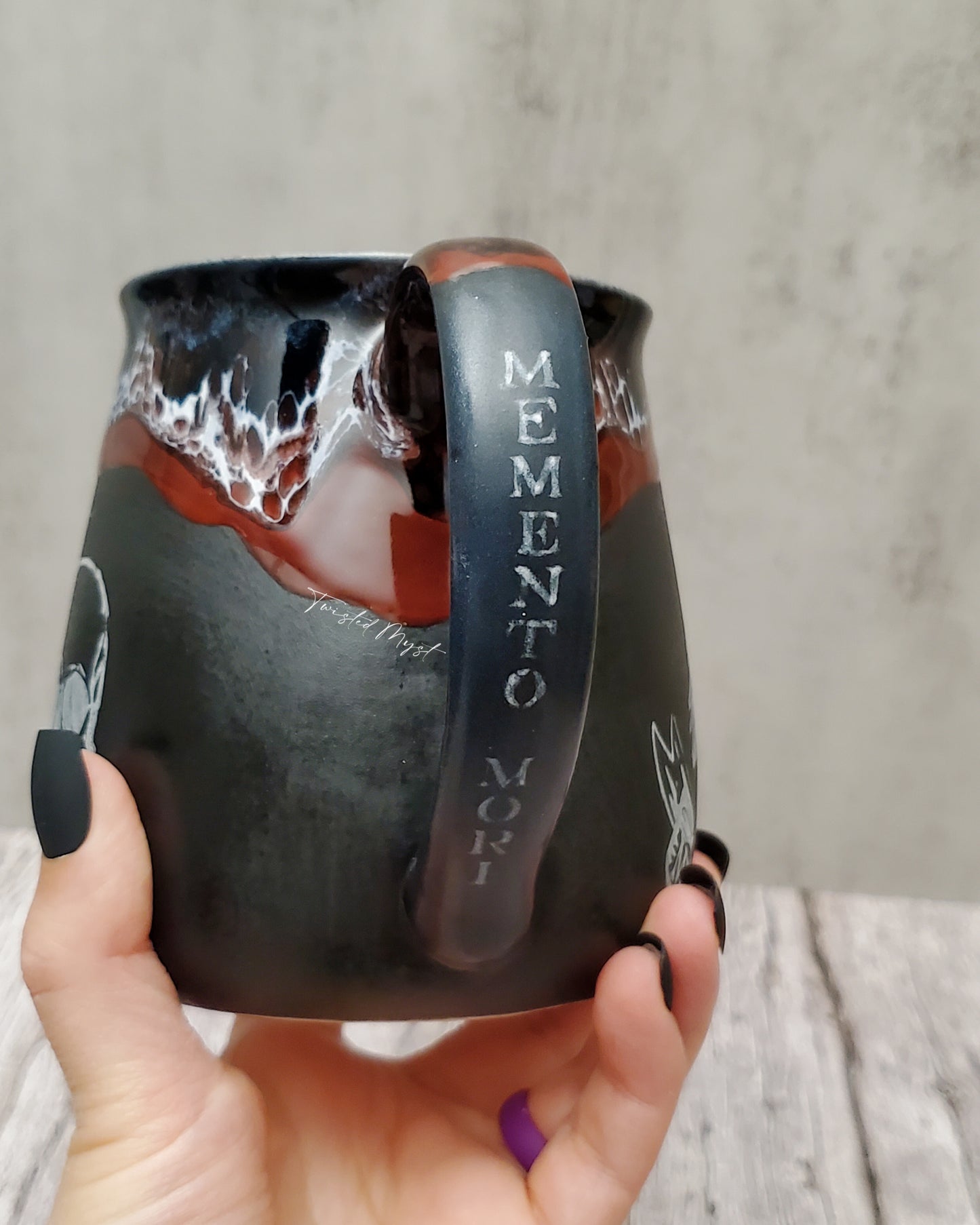 Memento Mori Soul Mug in Bloody Valentine Glaze