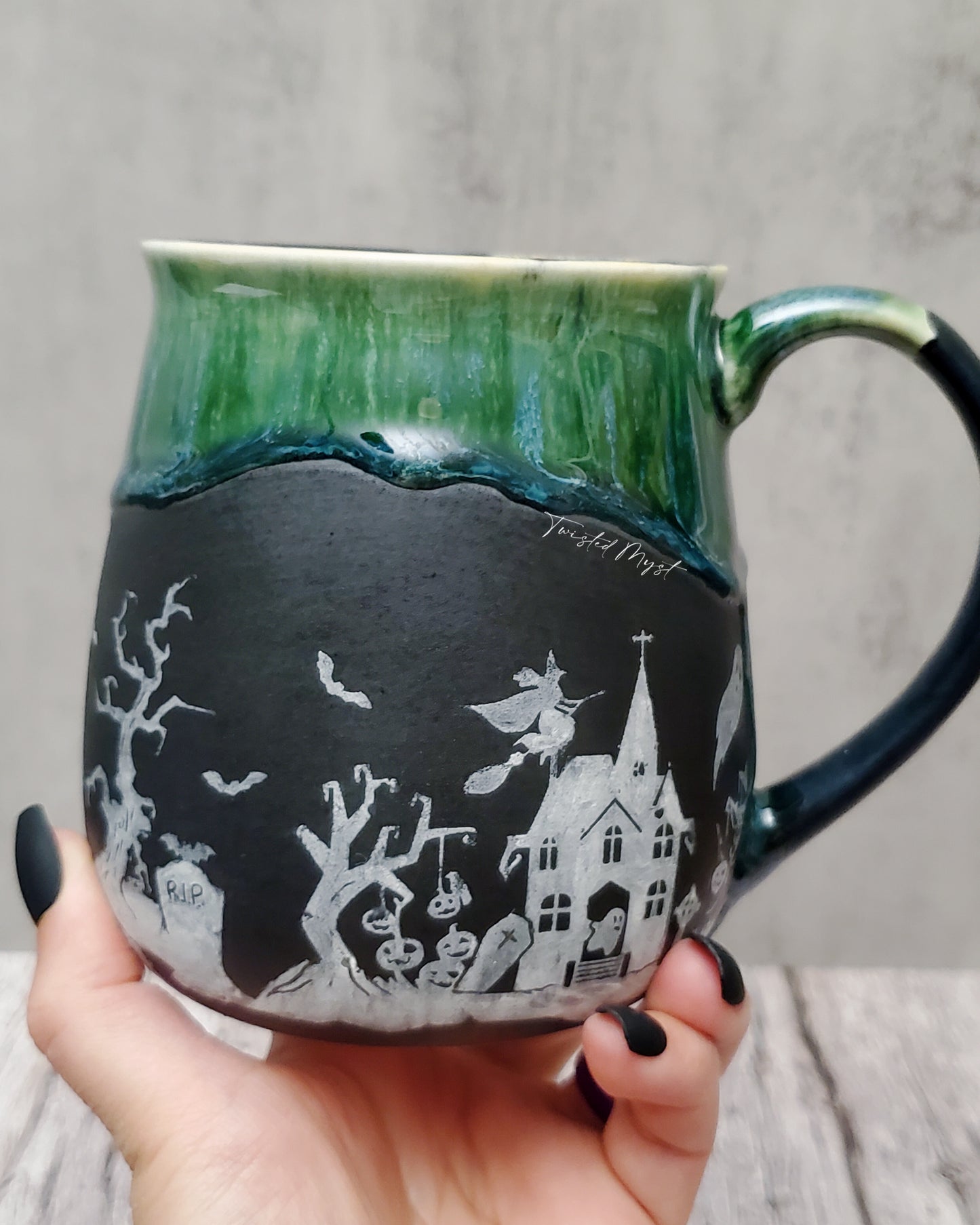 Haunted Mug in Witch Rain Glaze