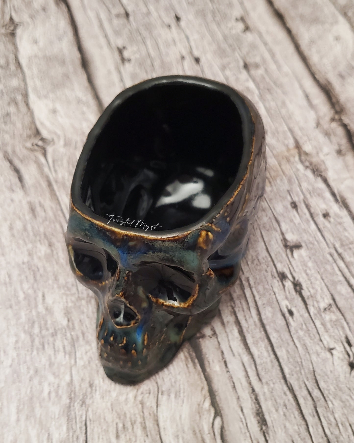 Skull Mini Bowl in Deep Storm Glaze