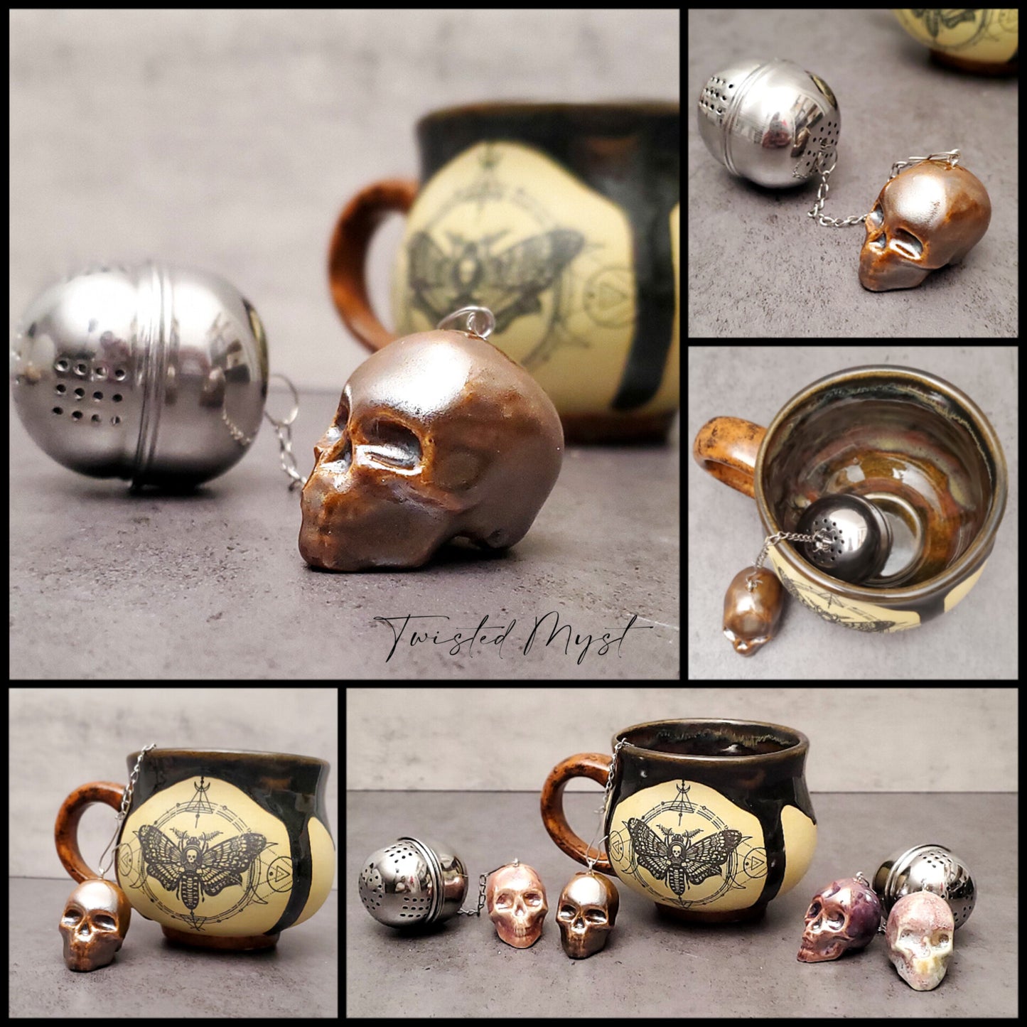 Mini Ceramic Skulls "Skully" Tea Steeper Infusers