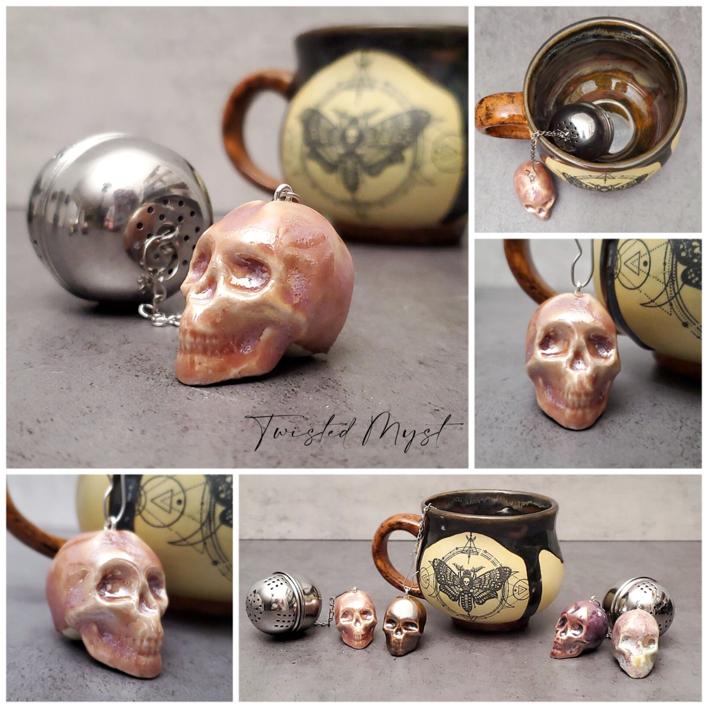 Mini Ceramic Skulls "Skully" Tea Steeper Infusers