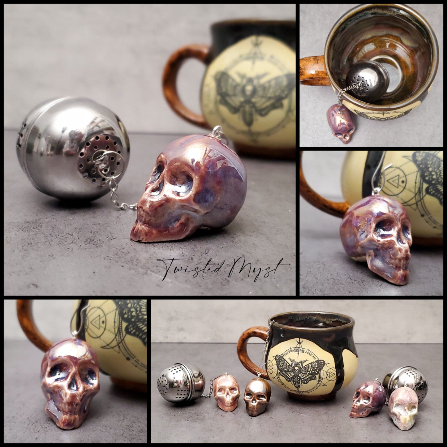 Mini Ceramic Skulls "Skully" Tea Steeper Infusers