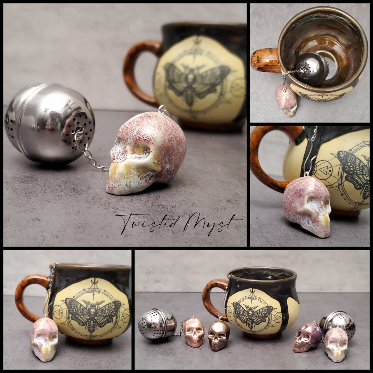 Mini Ceramic Skulls "Skully" Tea Steeper Infusers