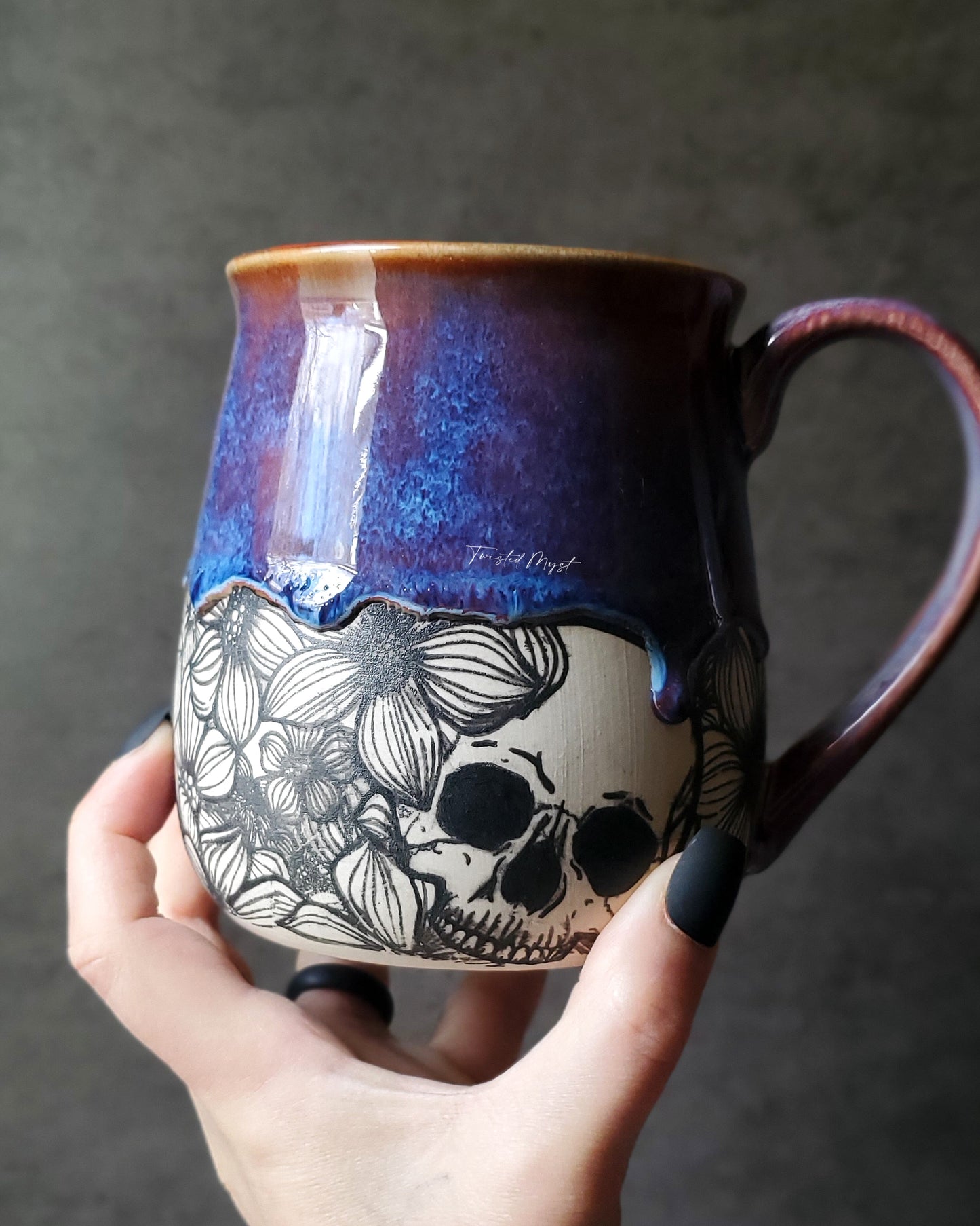 Cherry Skulls Mug in Crimson Chills Glaze