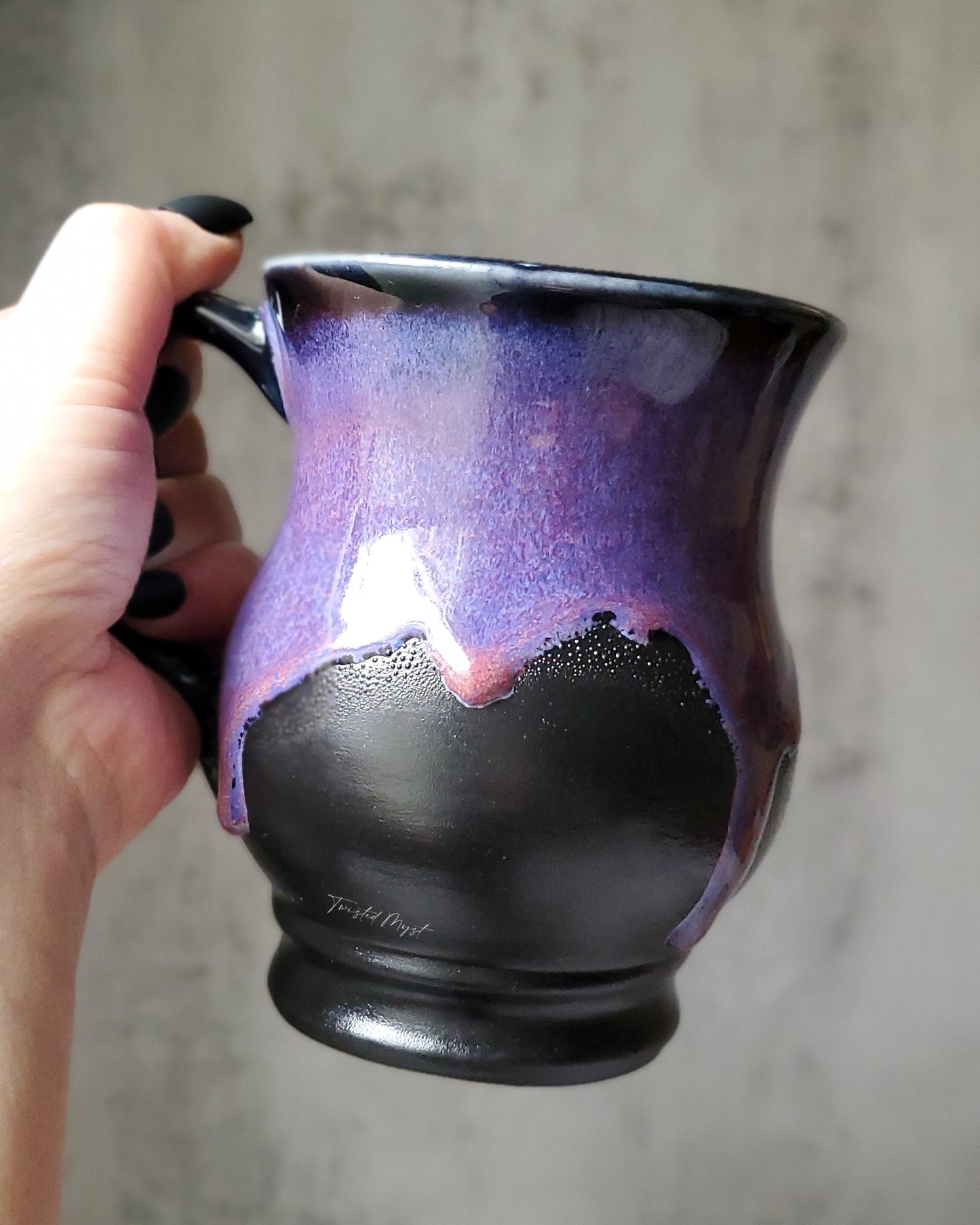 Goth Unicorn in Purple Haze Glaze Pottery Mug