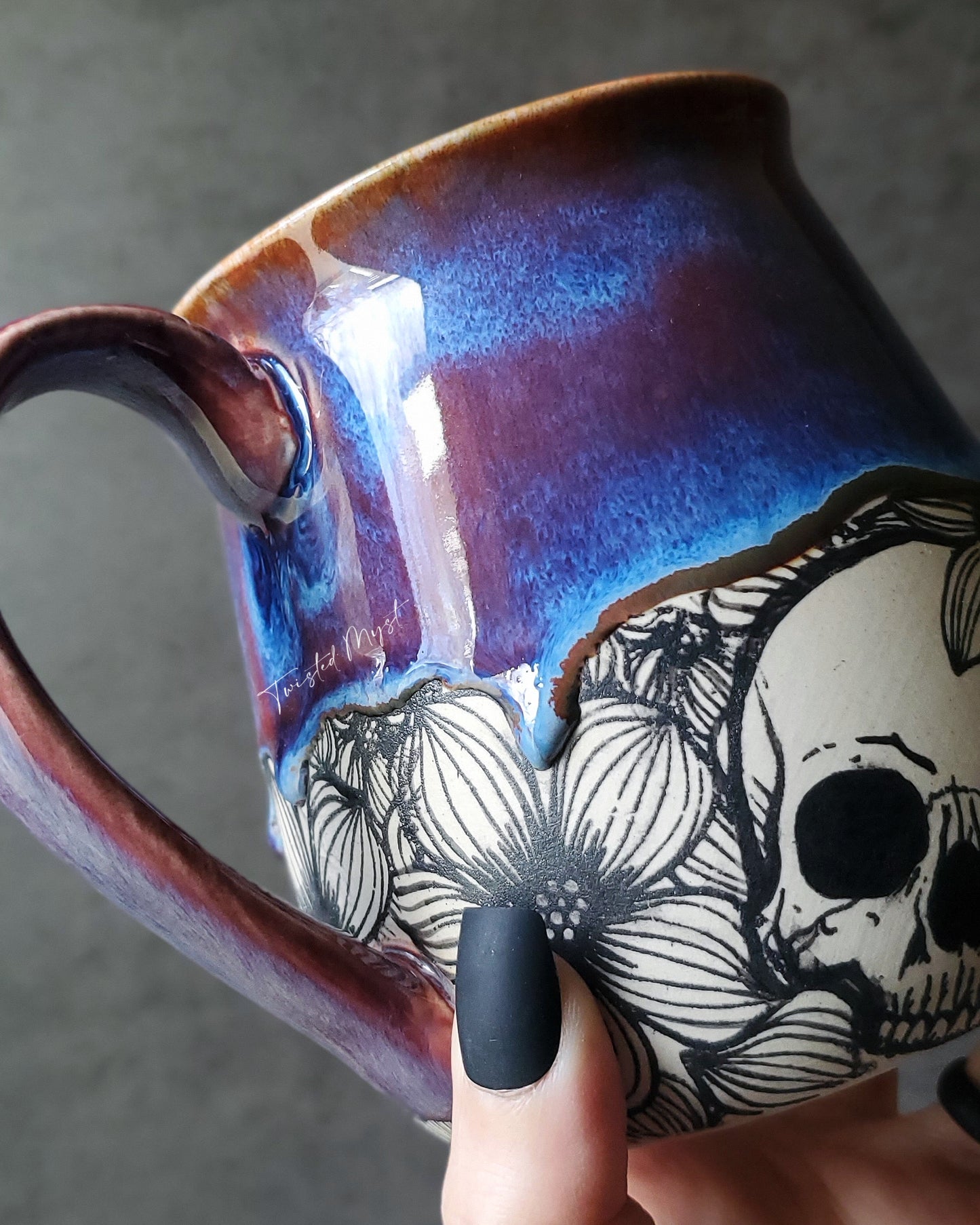 Cherry Skulls Mug in Crimson Chills Glaze