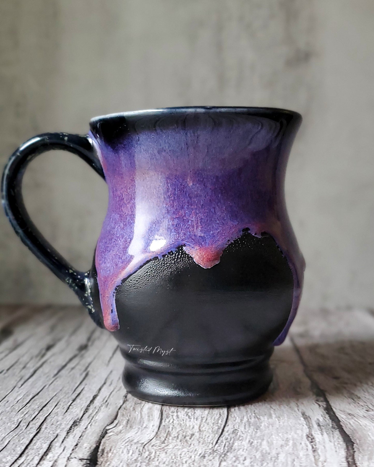 Goth Unicorn in Purple Haze Glaze Pottery Mug