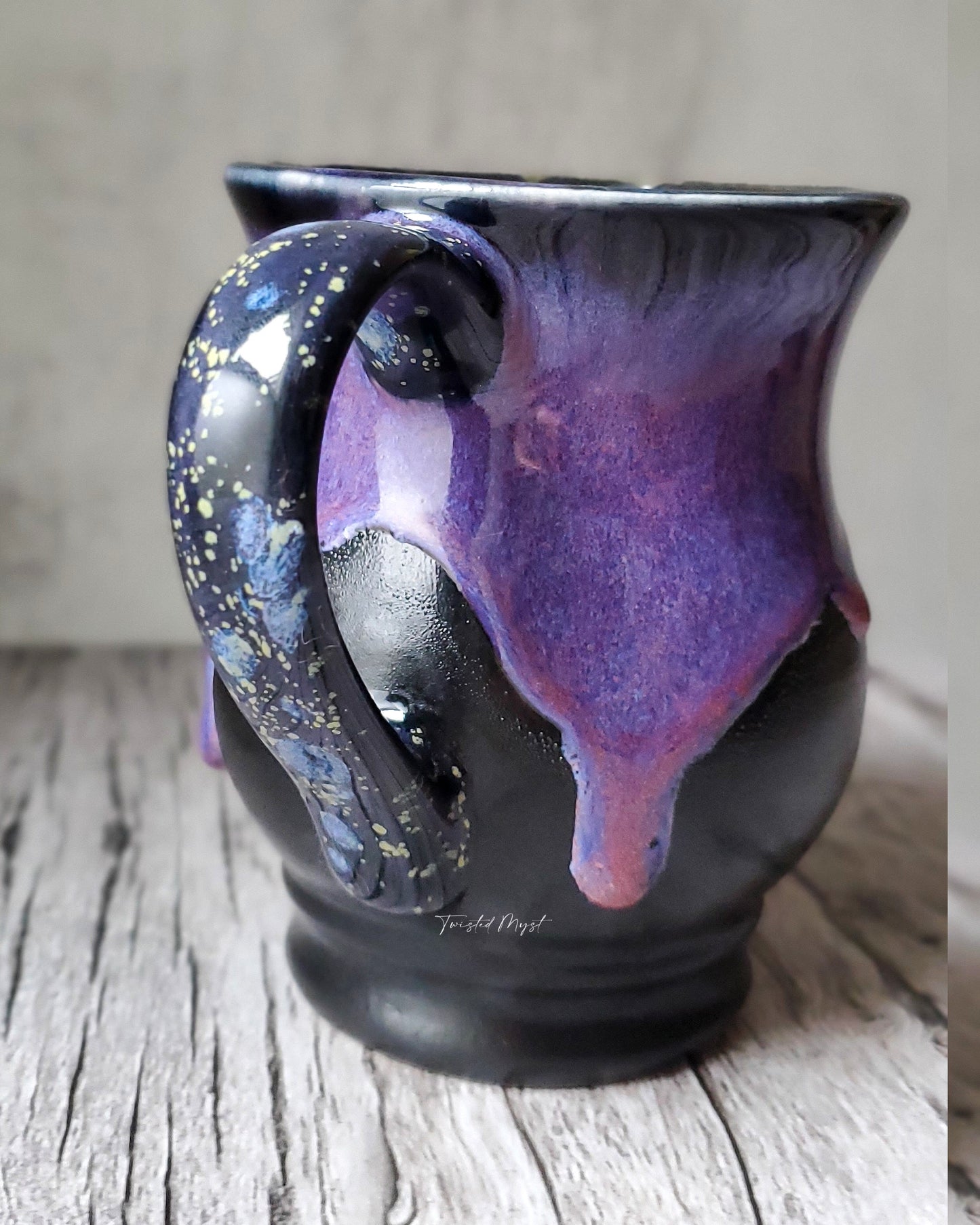 Goth Unicorn in Purple Haze Glaze Pottery Mug