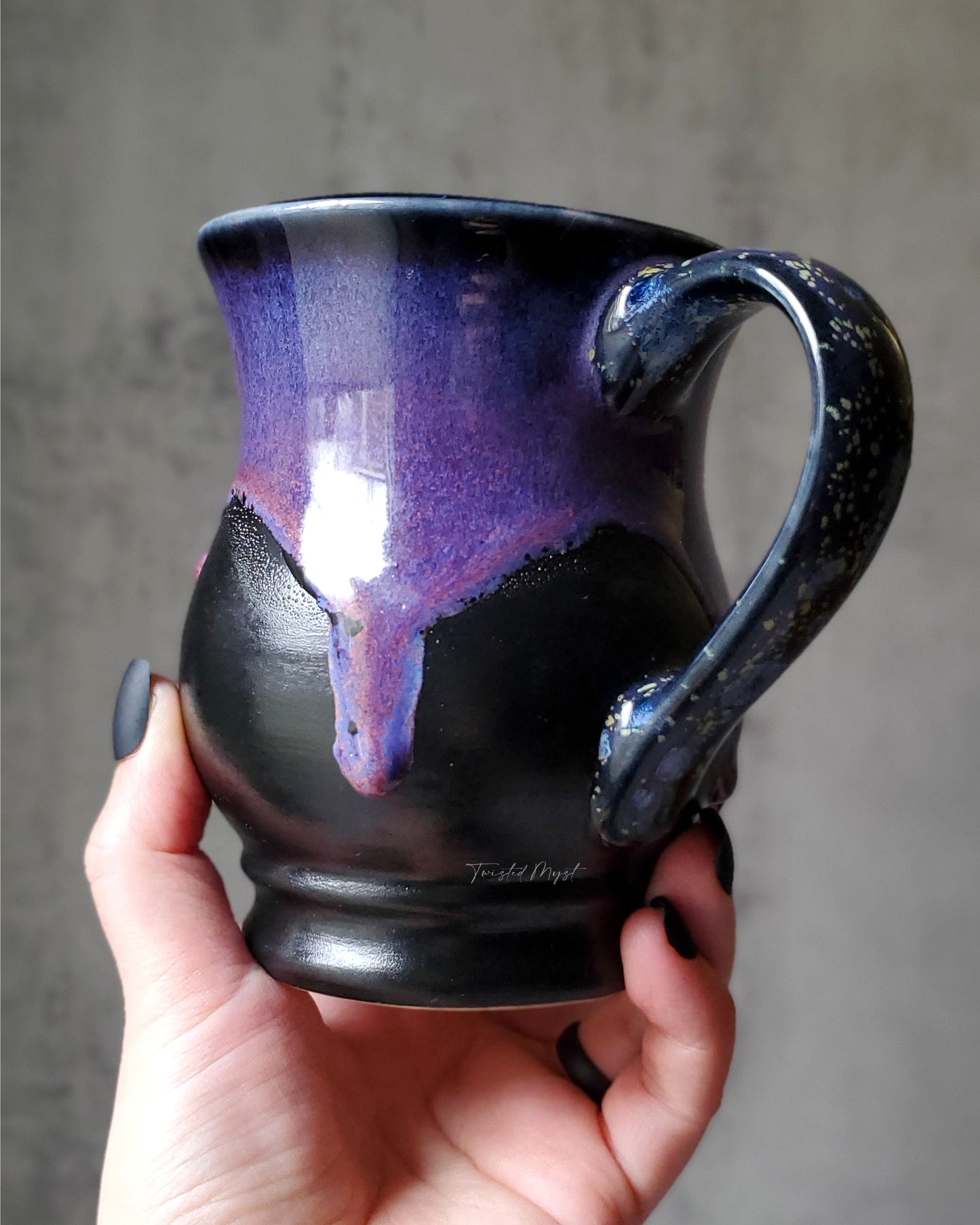 Goth Unicorn in Purple Haze Glaze Pottery Mug