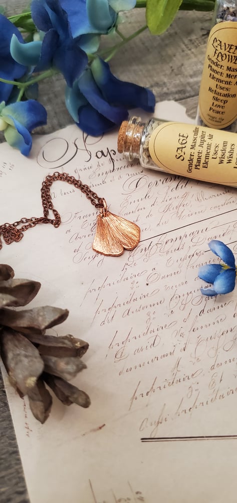 Dainty Ginkgo Leaf Copper Pendant (medium)