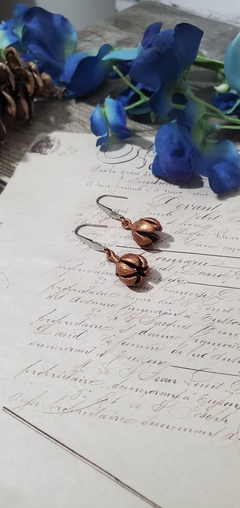 Crepe Myrtle Seeds Copper Earrings