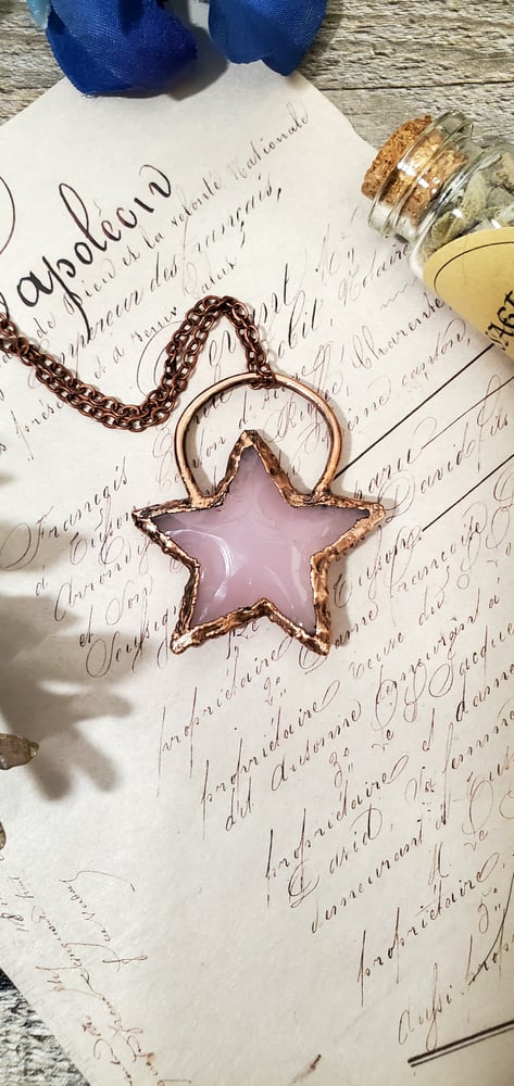 Rose Quartz Star Copper Pendant