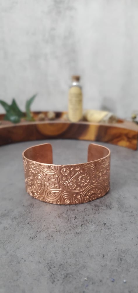 Paisleys Cuff Copper Bracelet