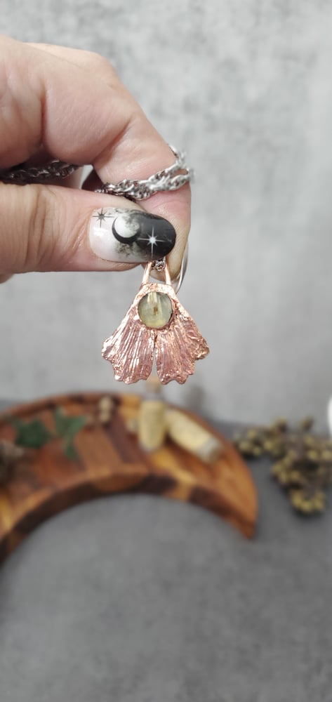 Ginkgo Rutilated Quartz Pendant