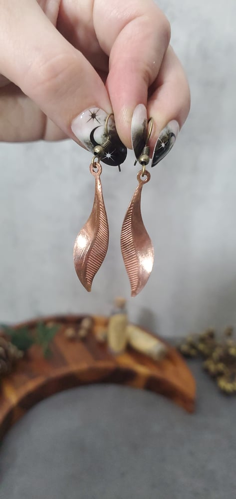 Drop Leaf Copper Earrings