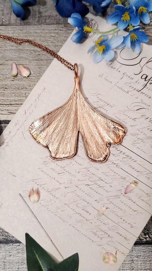 Moth Ginkgo Copper Pendant 2