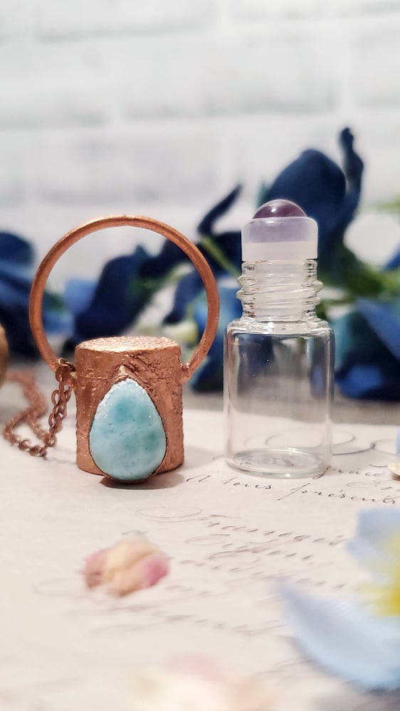 Larimar Amethyst Roller Bottle Pendant