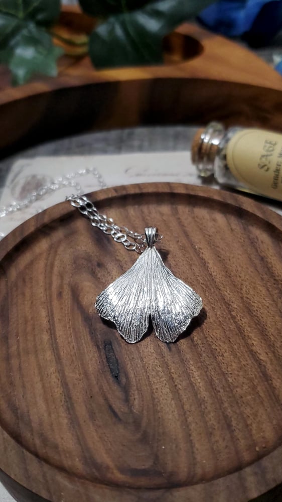 Ginkgo Leaf Fine Silver Pendant