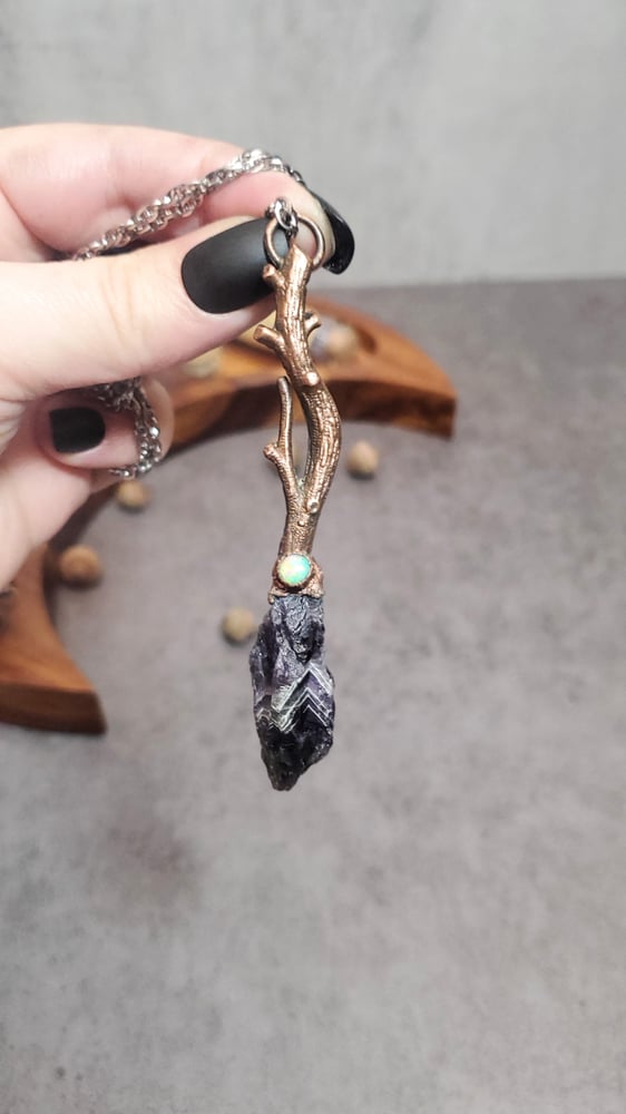 Witch's Broom with Opal and Amethyst