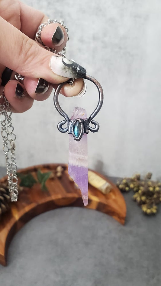 Elven Inspired Amethyst & Labradorite Point Pendant